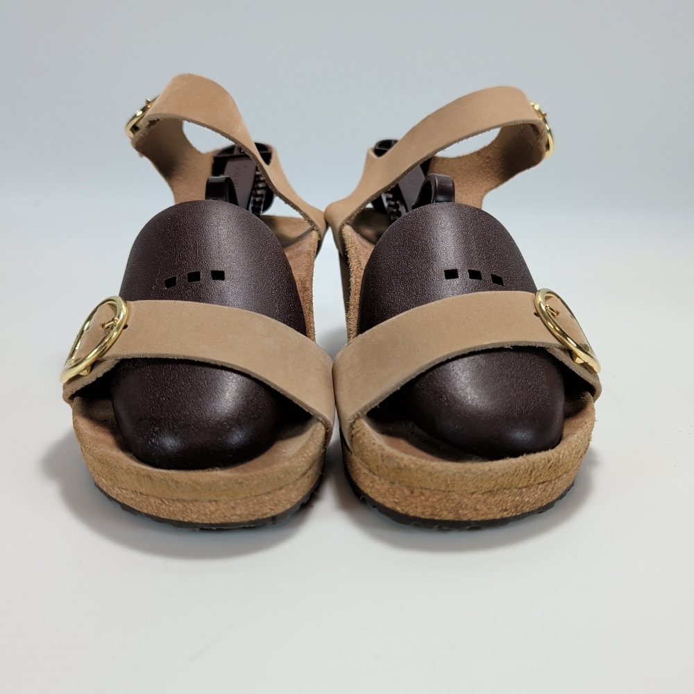 Birkenstock Papillio Soley Nubuck Leather Strappy Wedge Sandals - Sandcastle - Picture 3 of 11